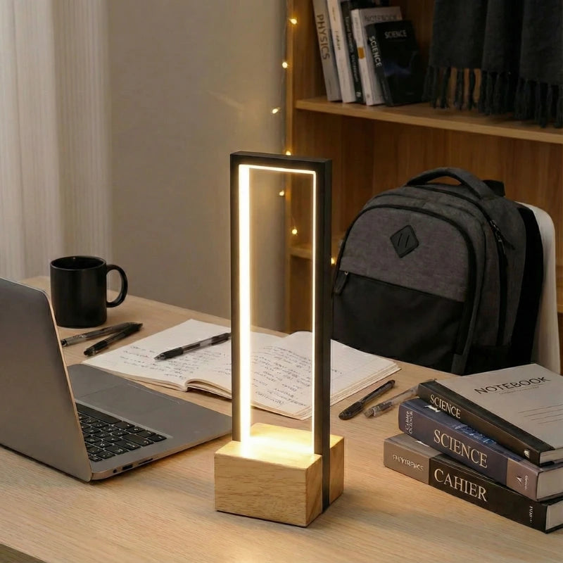 Lampe de Bureau LED USB en Bois noire