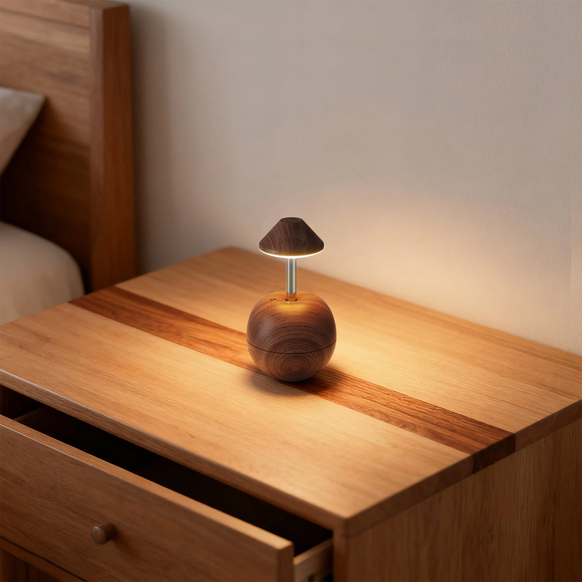 Lampe de Bureau Inclinable LED en Bois baissée