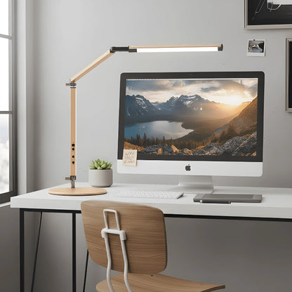 Lampe de bureau LED Office 8W beige avec lumière douce et socle équilibré