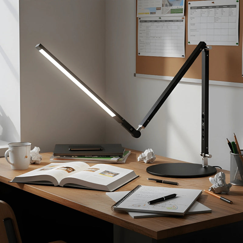 Lampe de bureau LED Office 8W noire avec bras articulé et socle stable