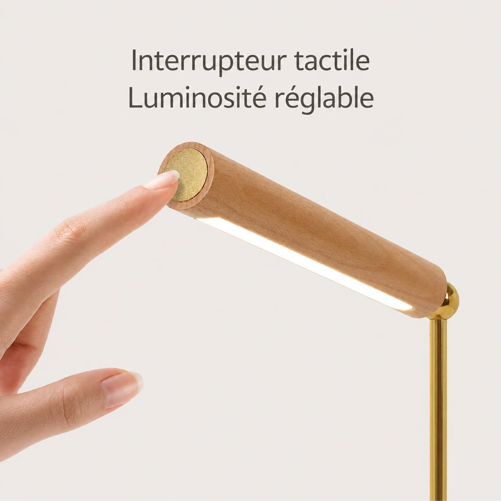 Lampe de Bureau LED en Bois Rotative 360°