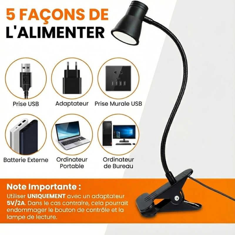Lampe de Bureau LED à Pince Noire