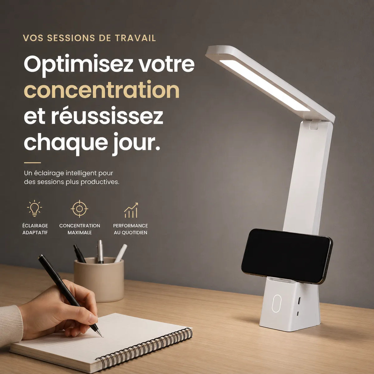 Lampe de Bureau LED Purea avec bras réglable et orientable