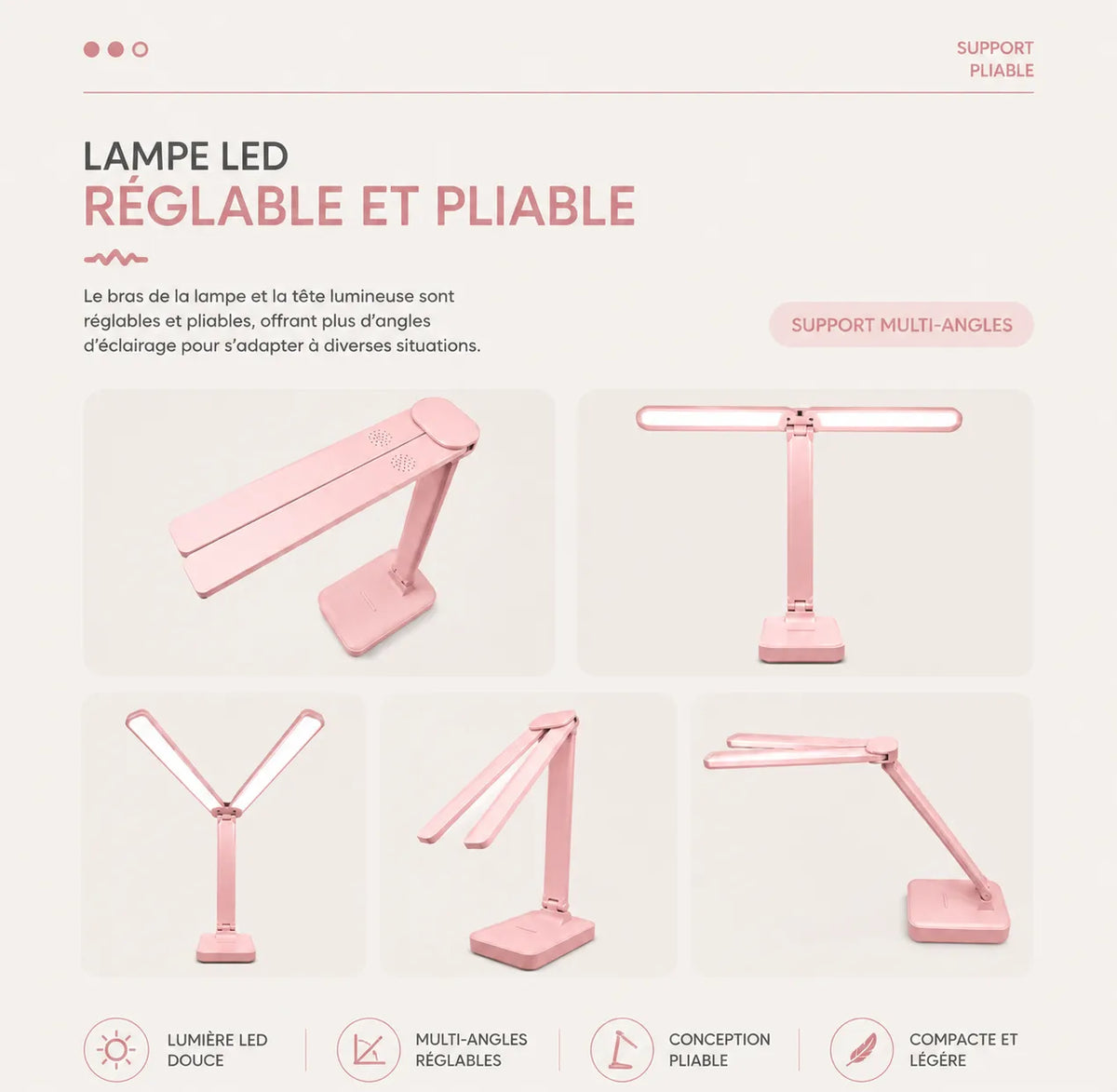 Lampe de Bureau LED Rose pour Enfants