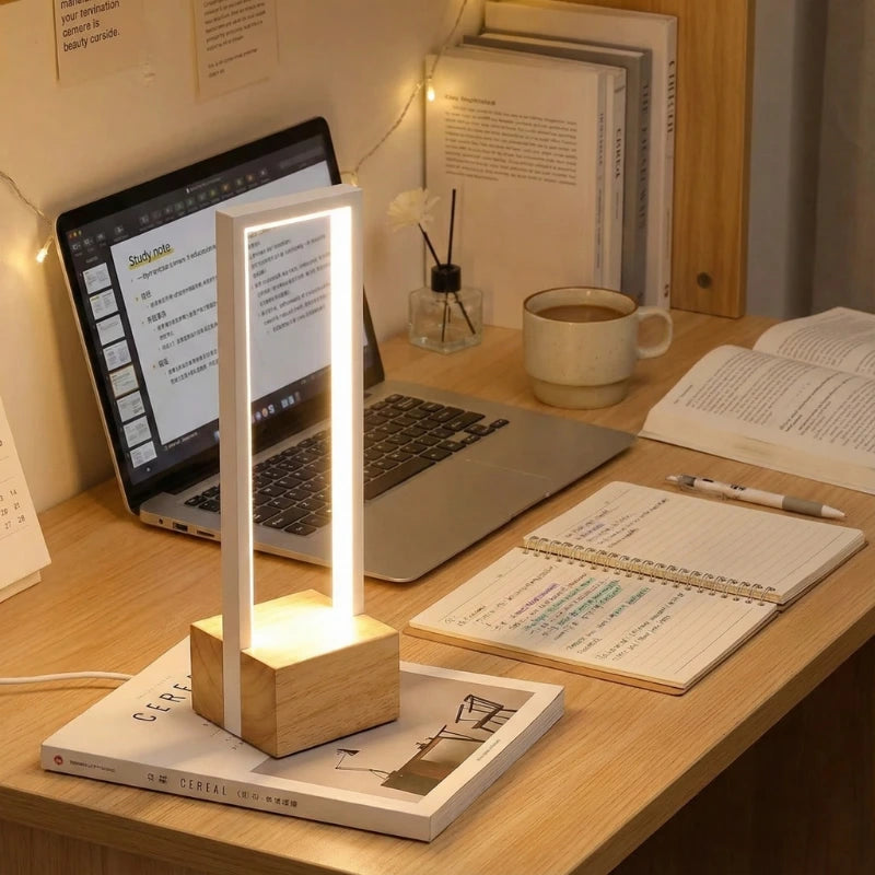 Lampe de Bureau LED USB en Bois blanche
