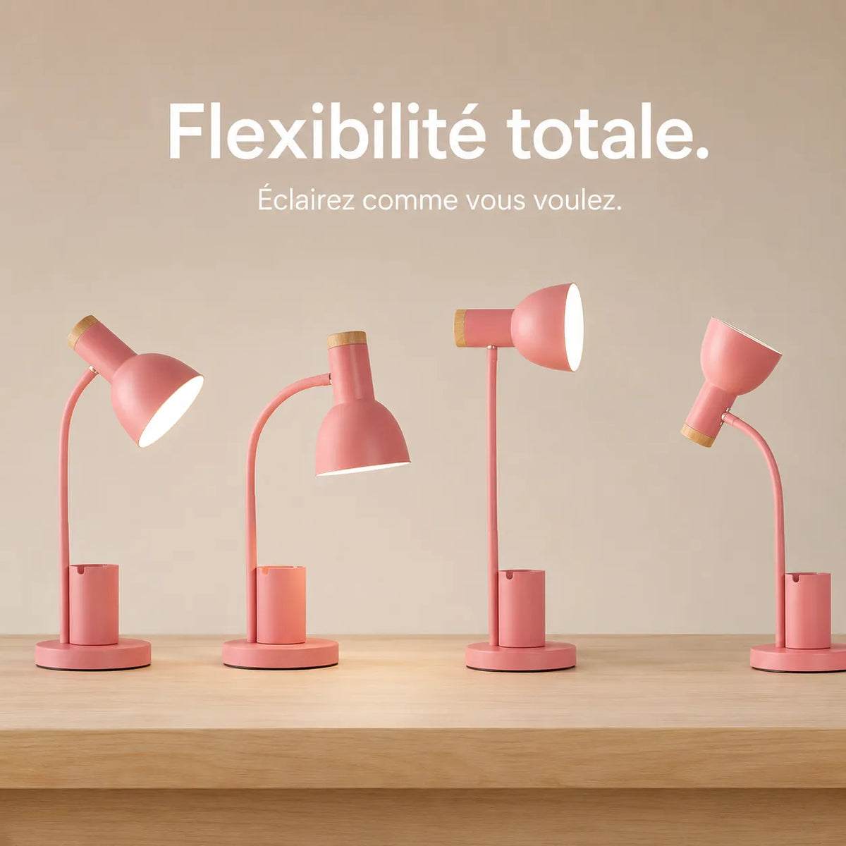Lampe de bureau moderne pastel avec compartiment crayons