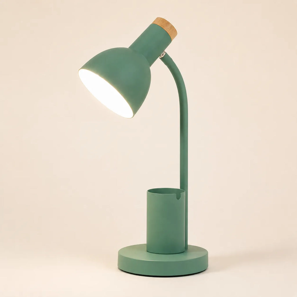 Lampe de bureau pastel avec rangement stylos et fournitures