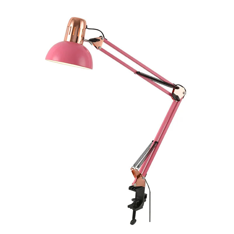 Lampe de Bureau Vintage à Pince rose sur fond blanc