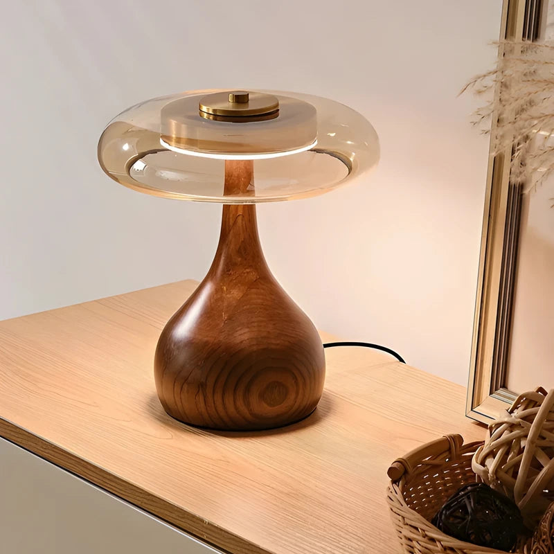 Lampe de Bureau Vintage Verre & Bois