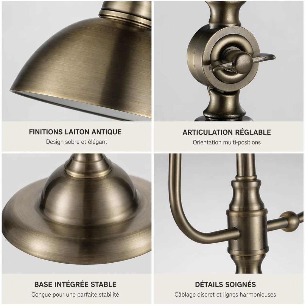 Lampe de Bureau Vintage en Laiton