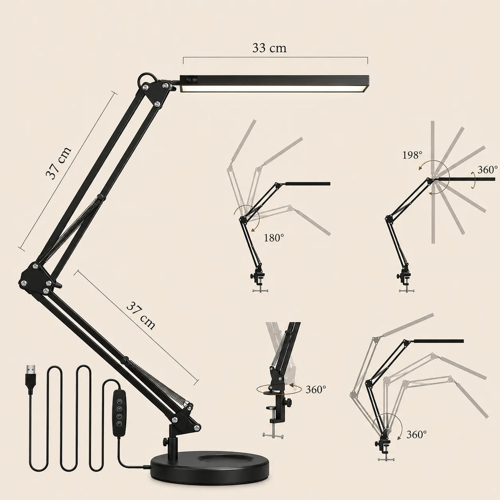 Lampe de Bureau Articulée en Métal