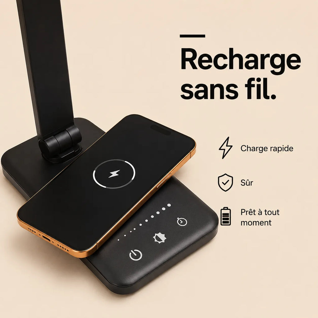 Recharge sans fil de la lampe de bureau led lumenia