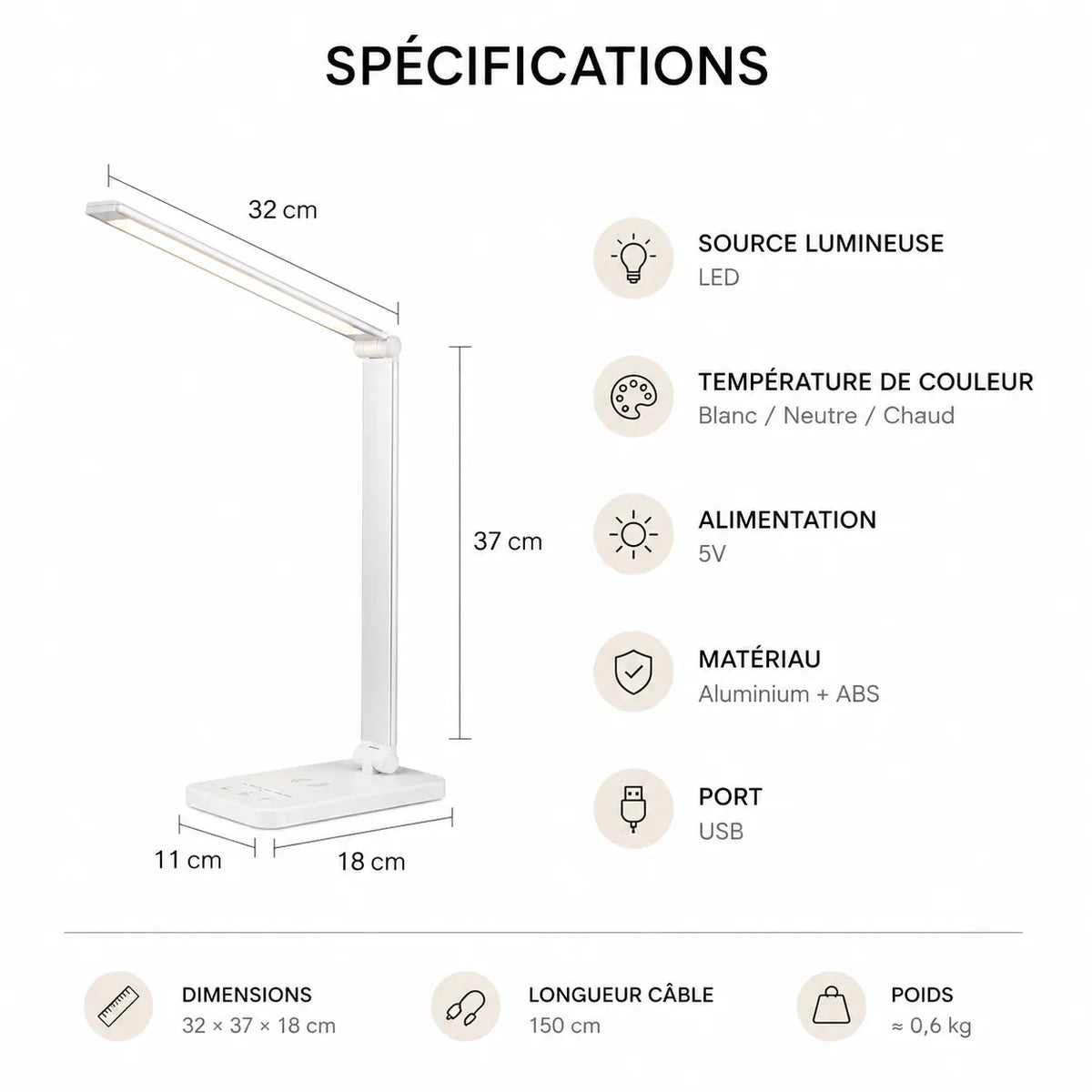 Lampe de Bureau LED Lumina