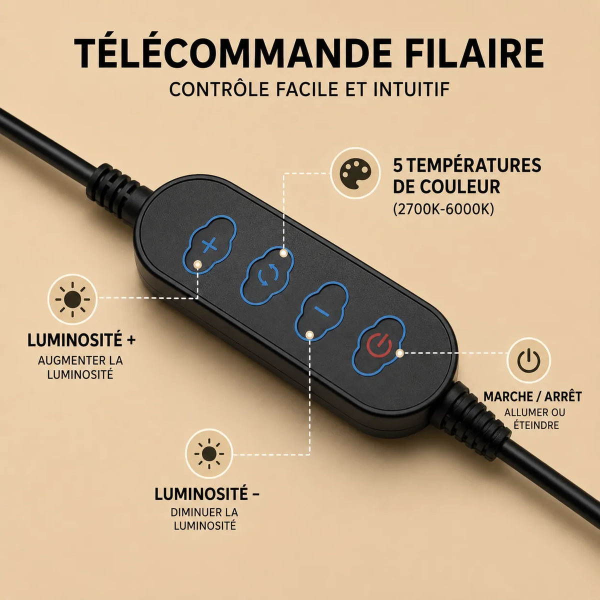 Lampe de Bureau LED à Pince Triple Tête Articulée