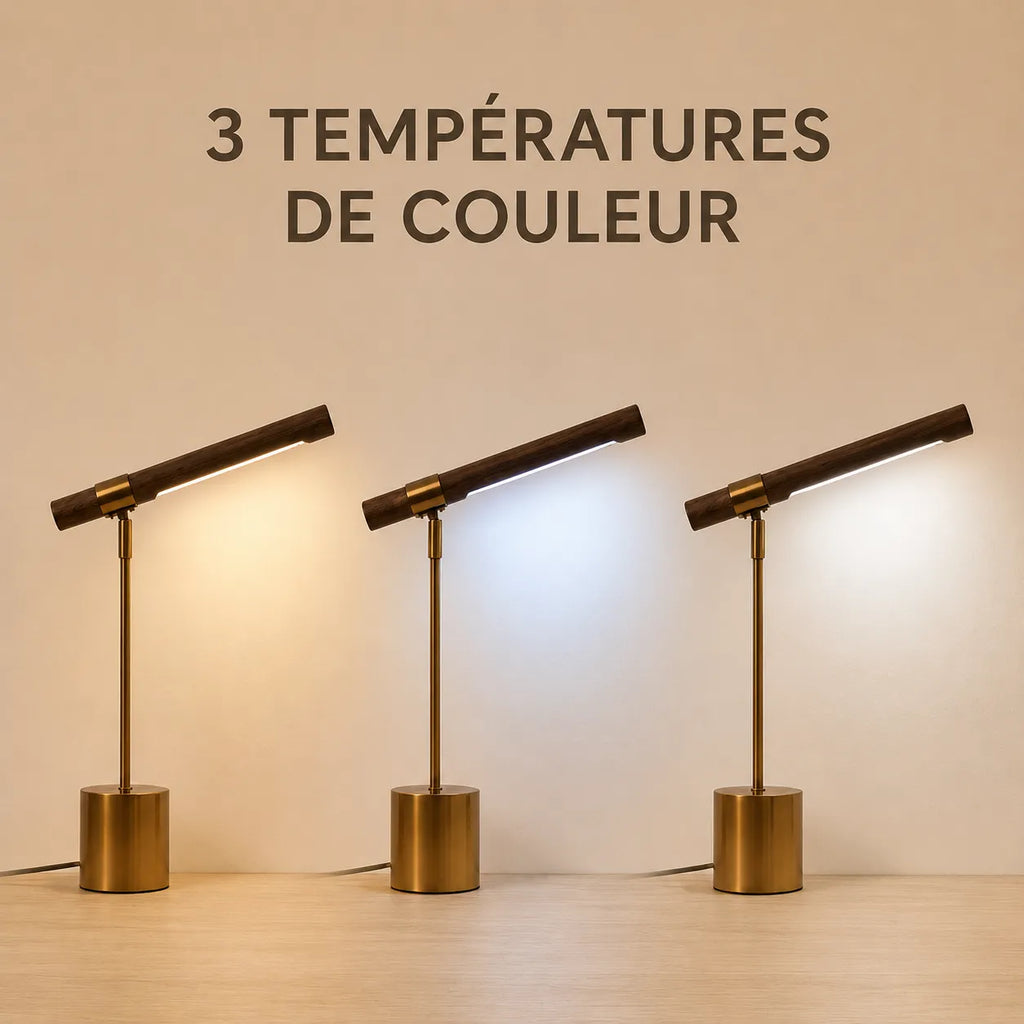 Lampe de Bureau LED Bois Doré