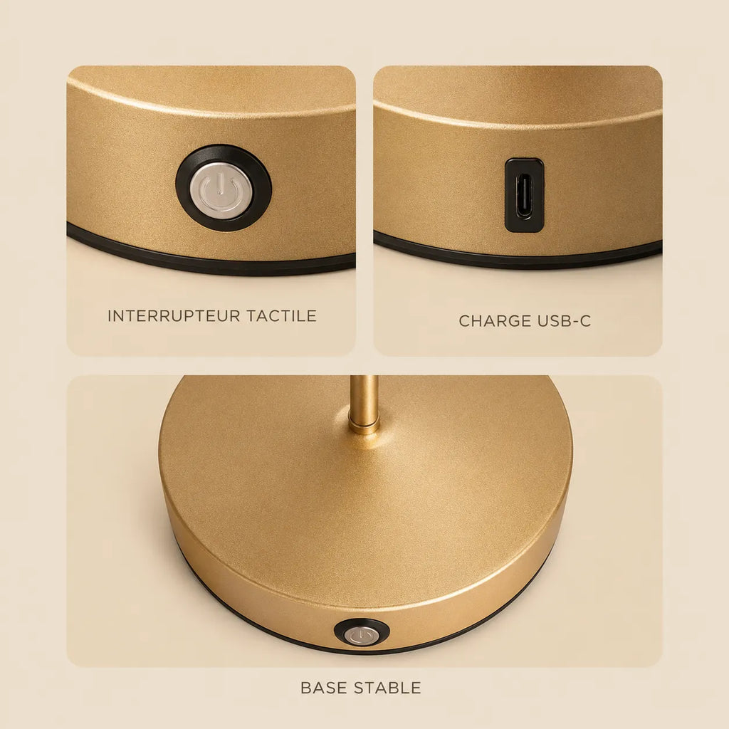 Lampe de Bureau LED Pic Doré Sans-fil
