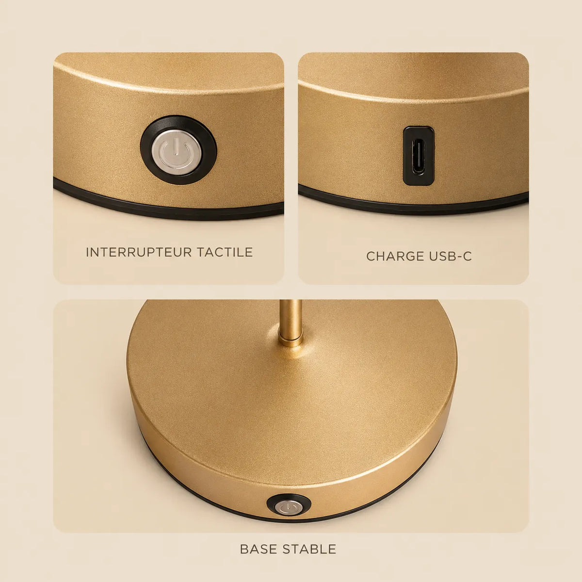 Lampe de Bureau LED Pic Doré Sans-fil