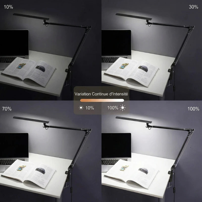 Variation continue d'intensité de la Lampe de Bureau LED à Pince Métallique